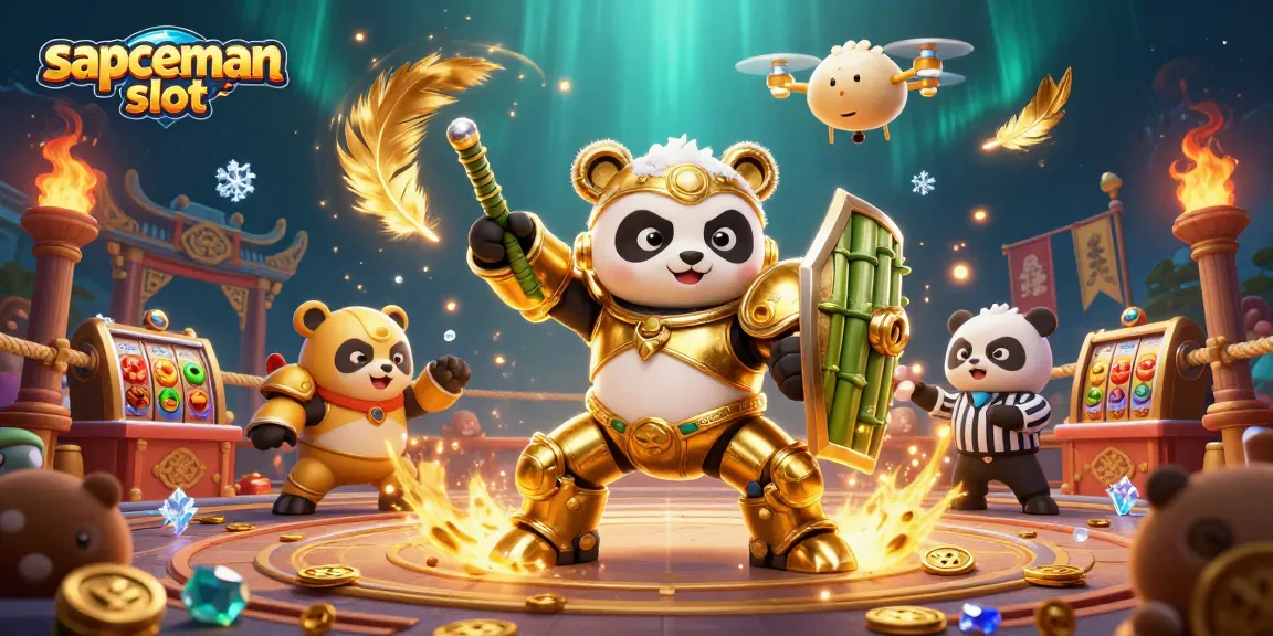 Experience the excitement of sapceman slot with vibrant action, golden coins, and game elements.