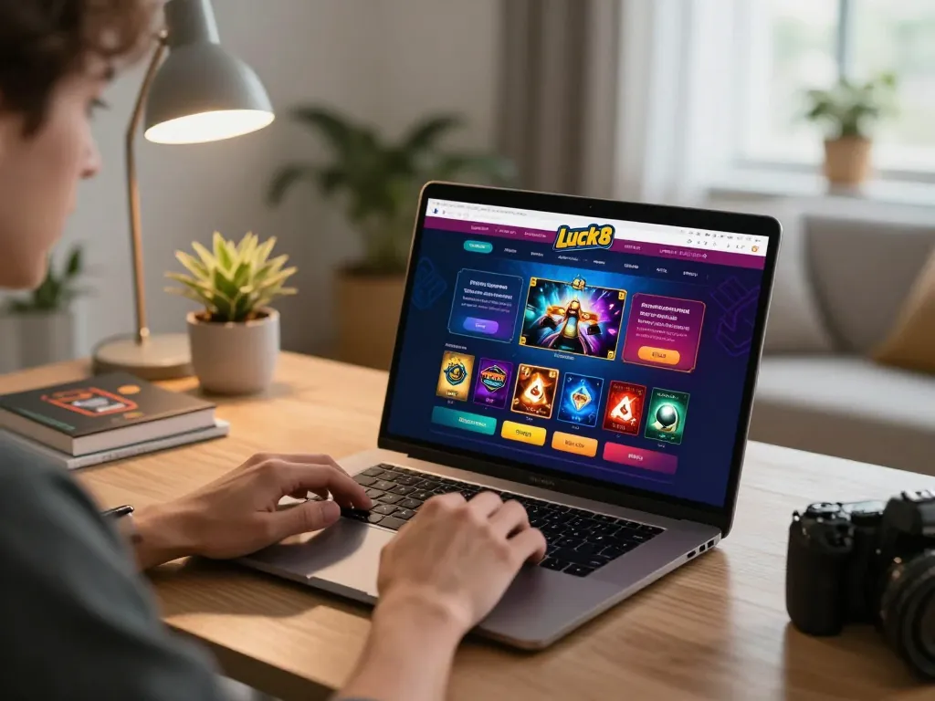 Engaging online gaming session at Luck8 com with vibrant casino interface and strategic setup.