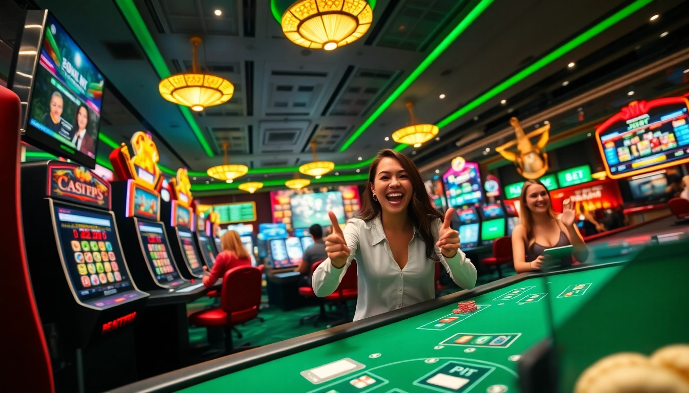 Exciting scene at 8scom with players enjoying online casino games and sports betting.