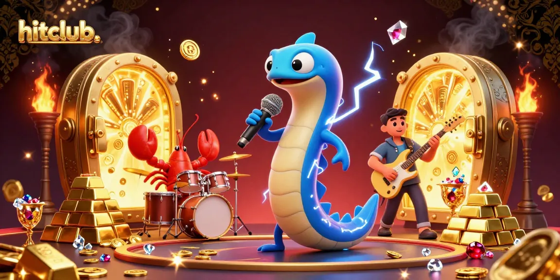 Experience the excitement of hitclub in a vibrant underwater casino scene with electric eel DJ and dynamic treasure elements.