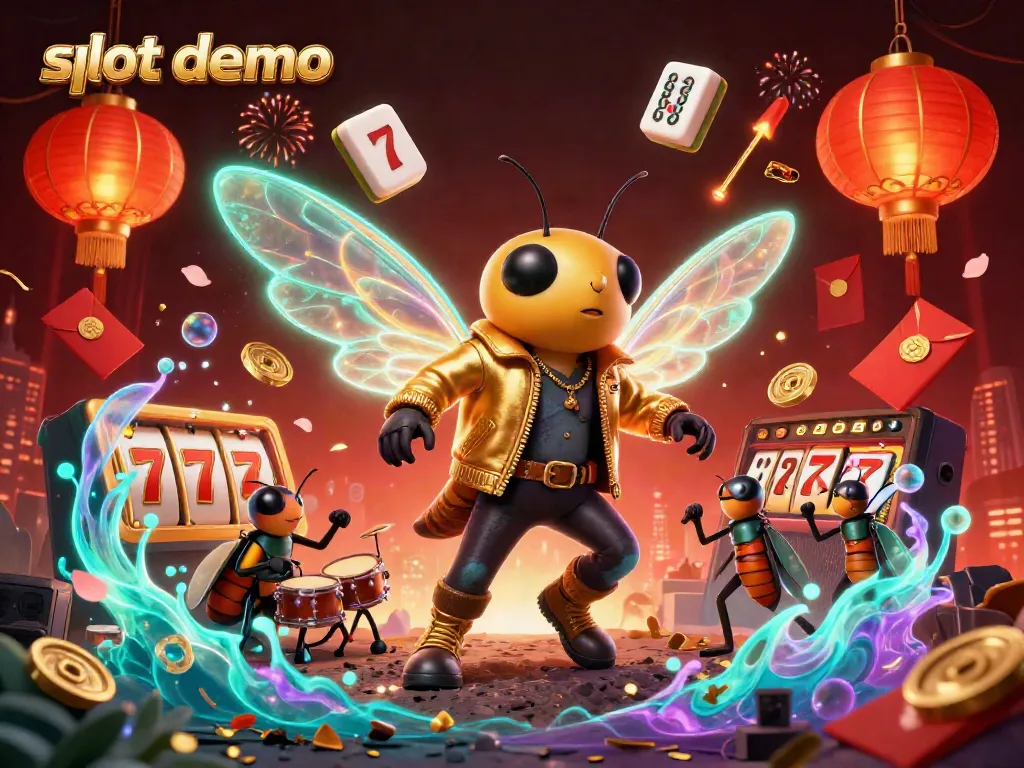 Bermain slot demo dengan semarak dan elemen menarik di latar belakang, menunjukkan pengalaman kasino online yang kaya.