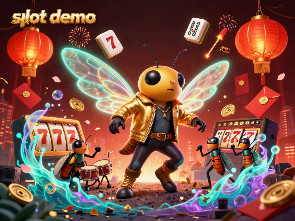 Bermain slot demo dengan semarak dan elemen menarik di latar belakang, menunjukkan pengalaman kasino online yang kaya.