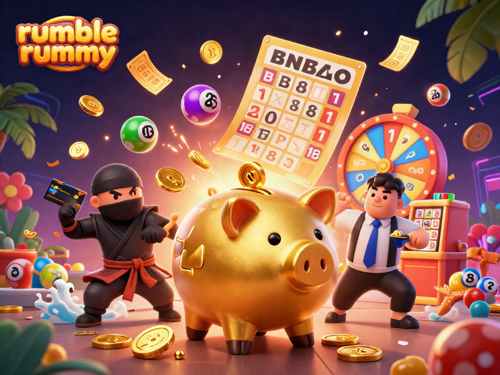 Play Rumble Rummy with our golden piggy bank, wallet ninja, and credit card samurai.