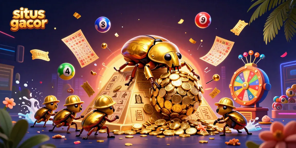 Engage with situs gacor and join a vibrant casino scene filled with golden coins and lottery excitement.