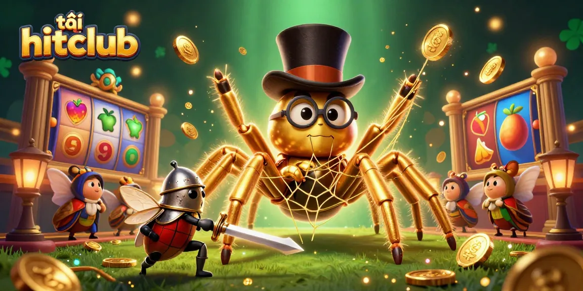 Engage in fun with tải hitclub as a playful beetle knight and golden tarantula celebrate casino gaming.