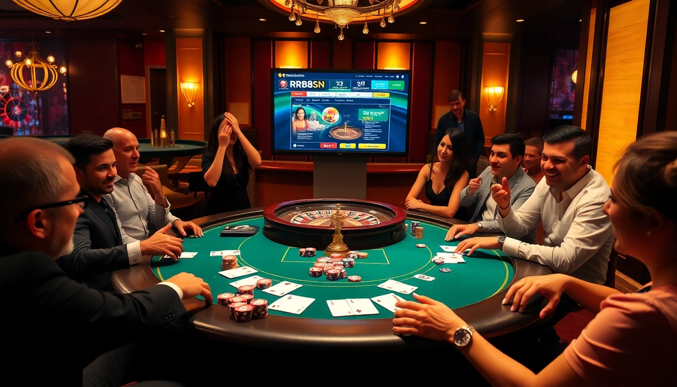 Experience the excitement at https://rr88sn.com/ with colorful poker chips and a lively casino atmosphere.