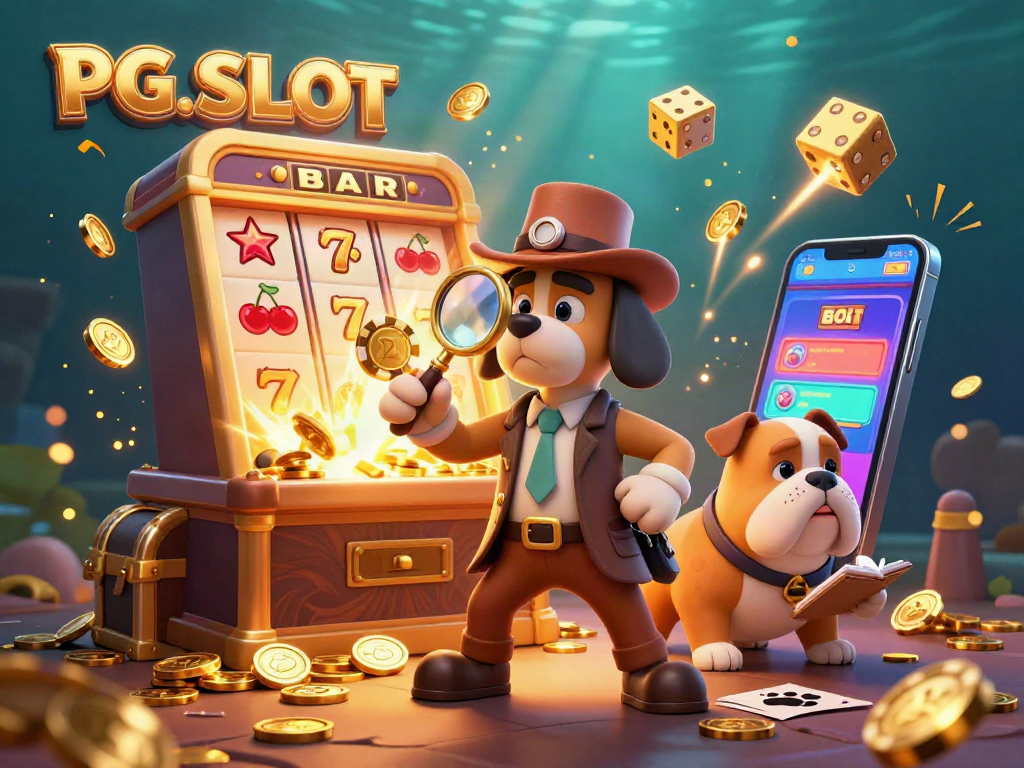 Join the adventure with PG SLOT featuring a detective bloodhound and Watson as they chase treasures and jackpots.