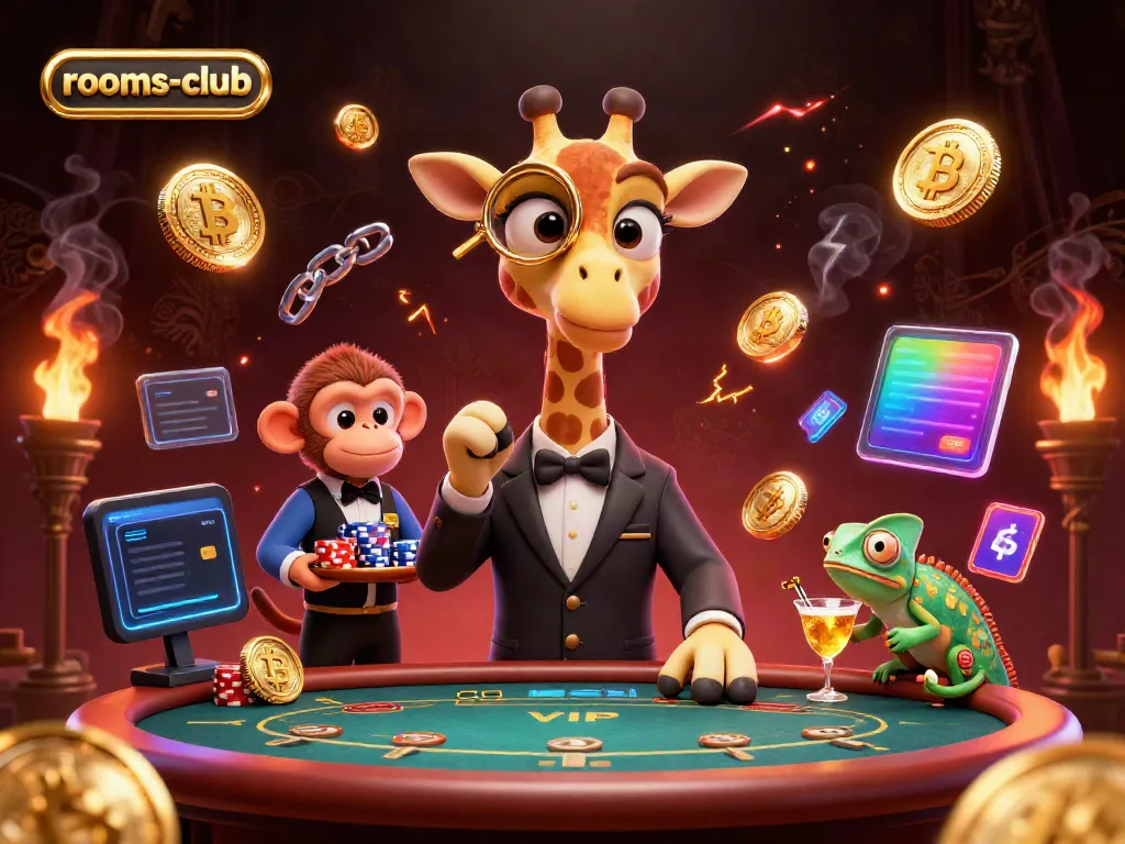 Permainan kasino slot yang seru dengan karakter unik dari rooms-club dan suasana glamor.