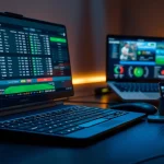 Engaging scene of online Betting setup with sleek devices and live game streams.