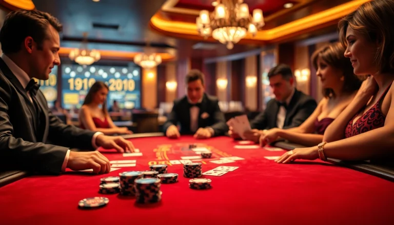Exciting scene of players in a Blackjack Casino capturing the thrill of the game.