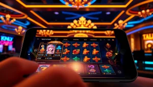 Menggambarkan pengalaman bermain dalam luxury777 game dengan grafis mewah dan lingkungan kasino yang berkilau.