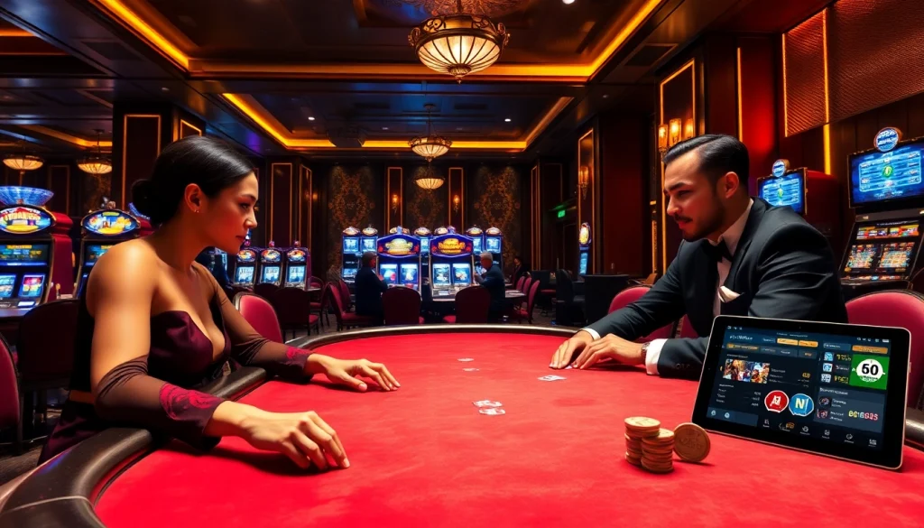 Engaging poker tournament scene featuring Nhà Cái RR88 style, showcasing chips and cards in a luxurious casino.