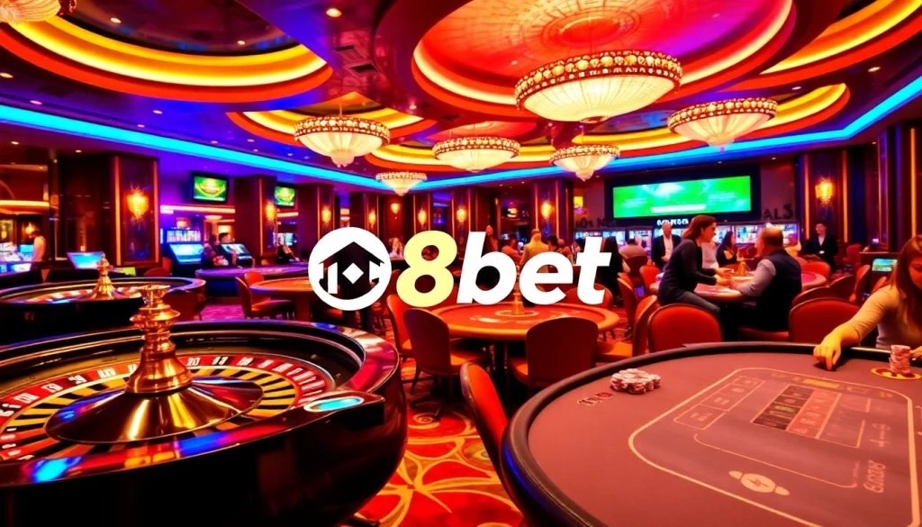 Gambling excitement at 88bet casino with vibrant tables and players engaged in thrilling gameplay.