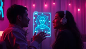 Engaging in sex ai chat with a romantic AI character in a cozy digital atmosphere