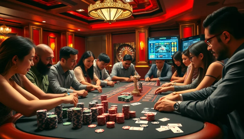 Experience the thrill of gambling at QQ888's vibrant casino table with colorful poker chips and cards.