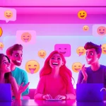 Engaging avatars in a lively free ai sex chat environment, showcasing vibrant interactions and playful emojis