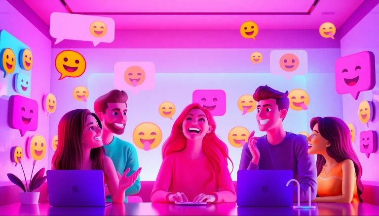 Engaging avatars in a lively free ai sex chat environment, showcasing vibrant interactions and playful emojis