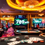 Experience the thrill of winning at 789win's vibrant casino scene with poker tables and slot machines.