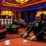 Players enjoying a thrilling game experience at Nhà Cái 32WIN casino with vibrant tables and slot machines.