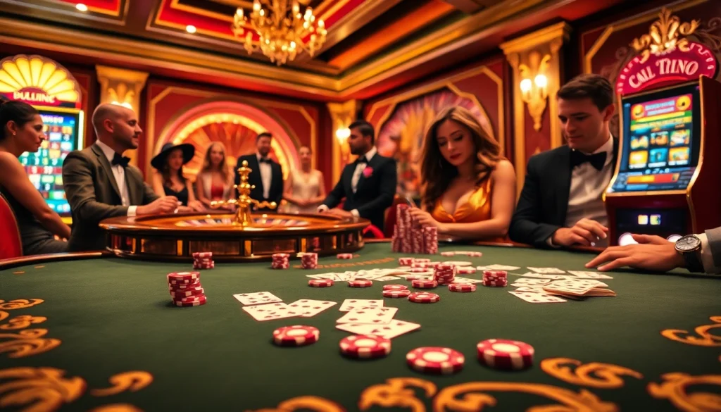 Exciting poker game in a casino featuring vibrant chips and cards, inspired by https://cf789.lat.