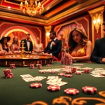 Exciting poker game in a casino featuring vibrant chips and cards, inspired by https://cf789.lat.