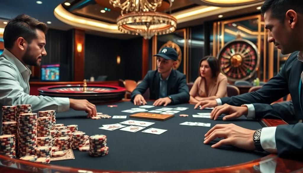 Exciting poker game at 98win casino with professional players and strategic moves.