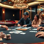 Exciting poker game at 98win casino with professional players and strategic moves.