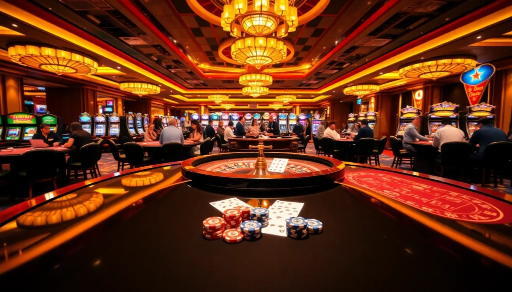 Engaging scene of a vibrant casino showcasing address collection for gambling resources through 주소모음.