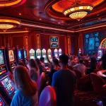 Engaging players enjoying thrilling 온라인슬롯 games in a luxurious casino atmosphere.