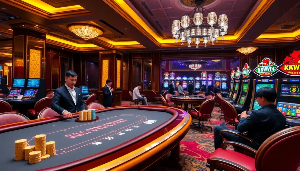 A dynamic casino experience with Nhà Cái KKWIN showcasing poker and roulette for engaged players.