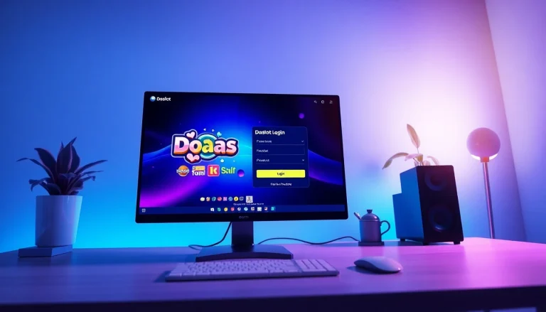 doaslot login interface on a vibrant online slot gaming website, showcasing user-friendly design.