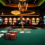 An immersive casino experience at 789club with luxurious game tables and enthusiastic players betting.