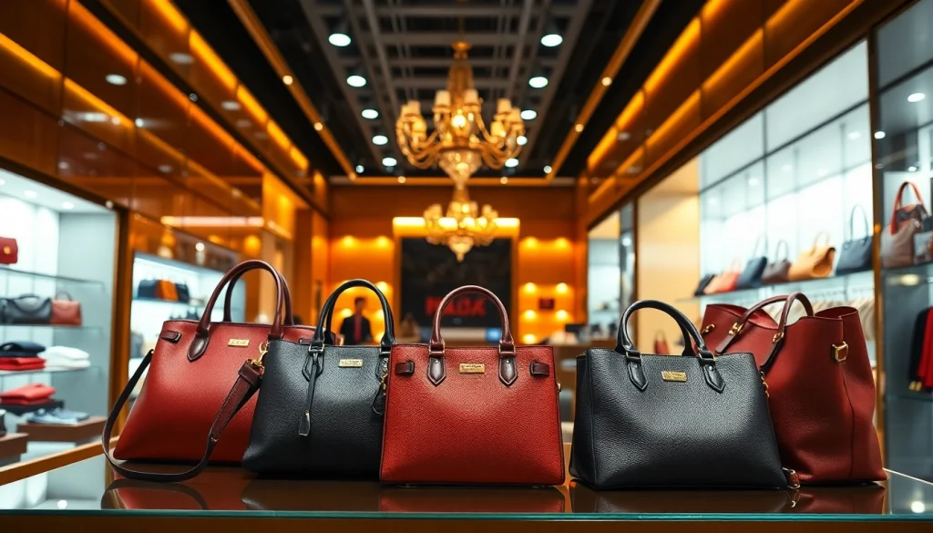 레플리카쇼핑몰에서 고퀄리티 명품 가방을 진열한 쇼핑몰 풍경