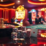 Experience thrilling gambling with MM88's dynamic casino scene featuring roulette and poker.