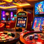 Experience the excitement of bro138 at a luxurious online casino with vibrant gaming elements.