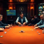Players engaging in a thrilling game at 222bd one casino table, showcasing poker chips and cards.