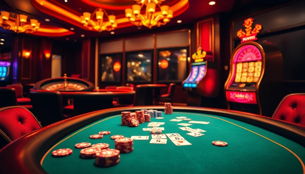 Players engaged at a luxurious casino table featuring 88xx poker chips and vibrant gameplay.