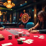 Players competing in a high-stakes poker game at RR88 Casino, showcasing excitement and luxury.