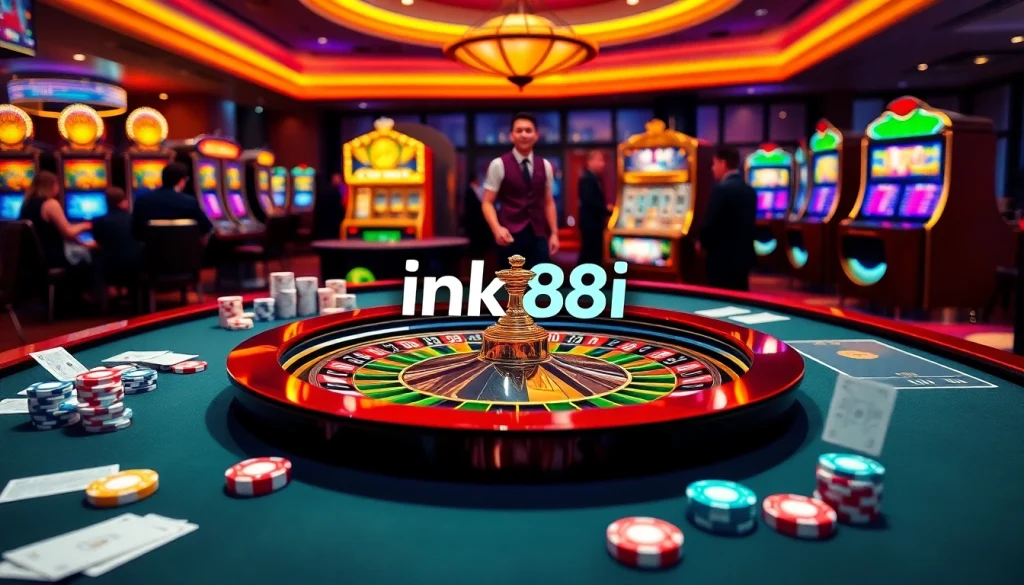 Engage in exciting gameplay at link 88i with vibrant casino visuals of roulette and poker.
