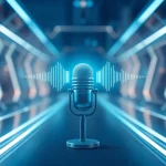 Generate AI Voice smoothly with a professional vocal interface showcasing futuristic elements.