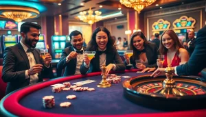 Experience FLY88 excitement at a luxurious casino poker table filled with vibrant chips and cards.