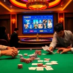 Experience thrilling gambling action at https://dn882.pro/ with vibrant games, poker chips, and engaging players.