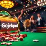 Experience the thrill of winning at Gojekpot, with vibrant casino lights and exciting slot action.