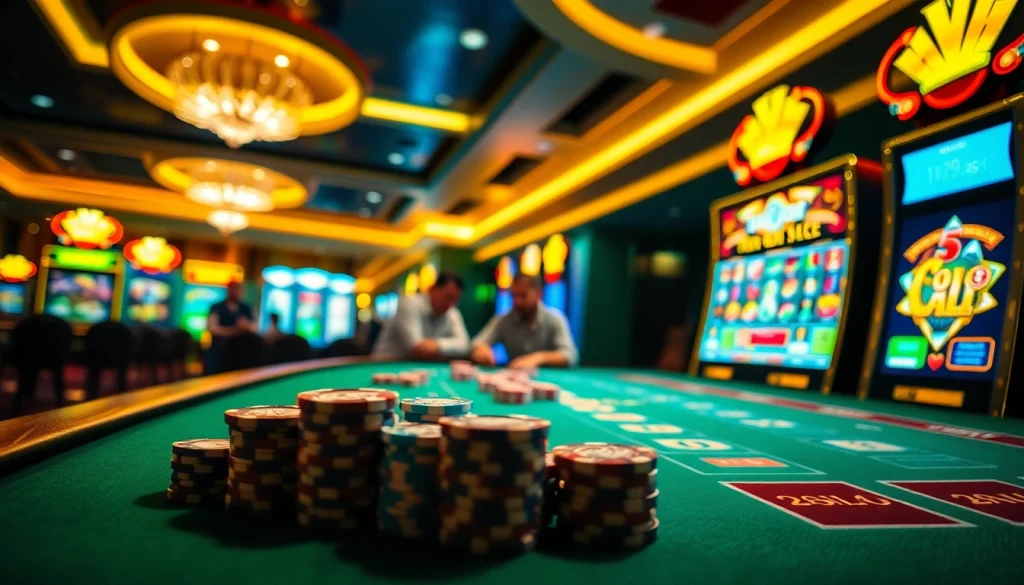 Engaging PGSLOT gaming experience with vibrant slot machines and excited players in a luxurious casino.