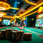 Engaging PGSLOT gaming experience with vibrant slot machines and excited players in a luxurious casino.