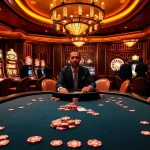 Người chơi tham gia một ván poker đầy hồi hộp tại một casino sang trọng, thể hiện không khí cá cược đầy phấn khích của BetVIP.