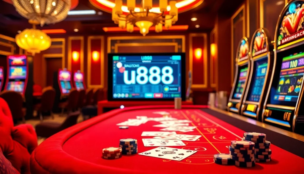 Players enjoying an exciting game at u888 online casino, showcasing vibrant tables and engaging interfaces.
