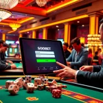 Experience thrilling sbobet login at a vibrant online casino table with players enjoying exciting games.