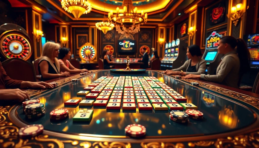 הצטרפו למשחק רמיקוב אונליין מרגש על שולחן קזינו יוקרתי מלא באריחים צבעוניים.