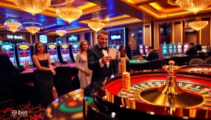 Experience high-stakes gameplay at i9bet's luxurious casino with roulette and poker games.